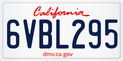 CA license plate 6VBL295