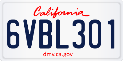 CA license plate 6VBL301