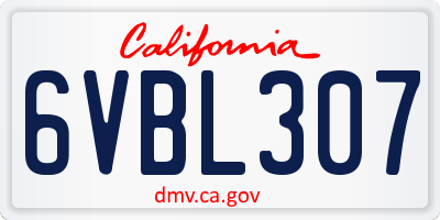 CA license plate 6VBL307