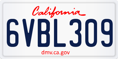 CA license plate 6VBL309