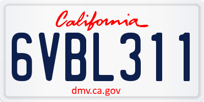 CA license plate 6VBL311