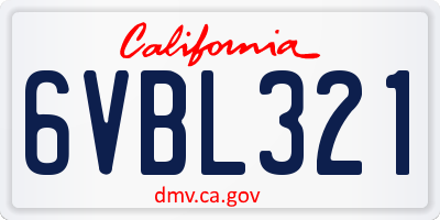 CA license plate 6VBL321