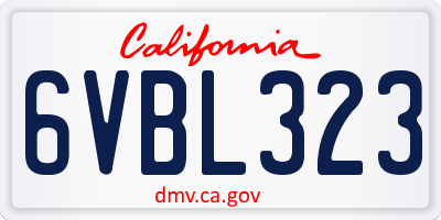 CA license plate 6VBL323