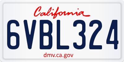 CA license plate 6VBL324