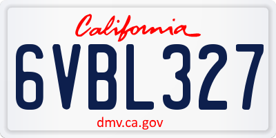 CA license plate 6VBL327