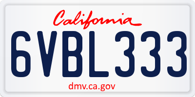 CA license plate 6VBL333