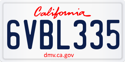 CA license plate 6VBL335