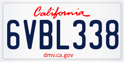 CA license plate 6VBL338