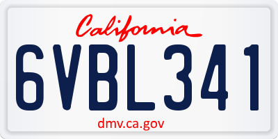 CA license plate 6VBL341