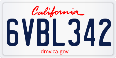 CA license plate 6VBL342