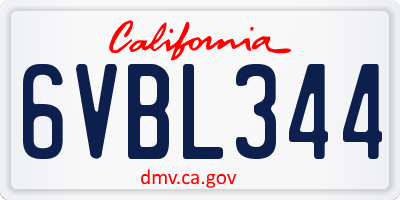 CA license plate 6VBL344