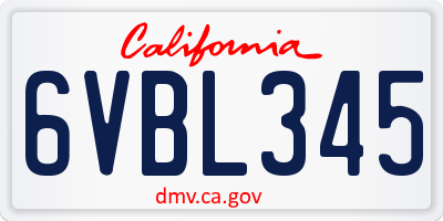 CA license plate 6VBL345