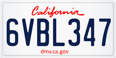 CA license plate 6VBL347