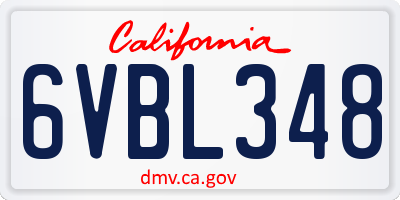 CA license plate 6VBL348