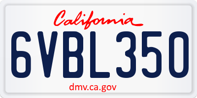 CA license plate 6VBL350