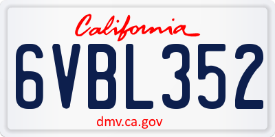 CA license plate 6VBL352