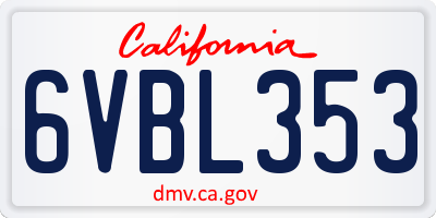 CA license plate 6VBL353
