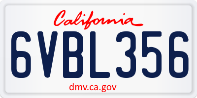 CA license plate 6VBL356