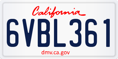 CA license plate 6VBL361