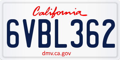 CA license plate 6VBL362