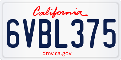 CA license plate 6VBL375