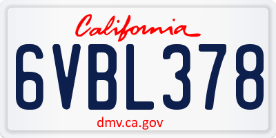 CA license plate 6VBL378