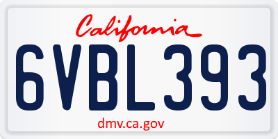 CA license plate 6VBL393