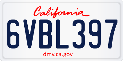 CA license plate 6VBL397