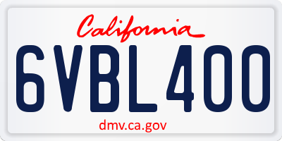 CA license plate 6VBL400