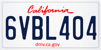 CA license plate 6VBL404