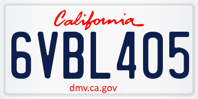 CA license plate 6VBL405