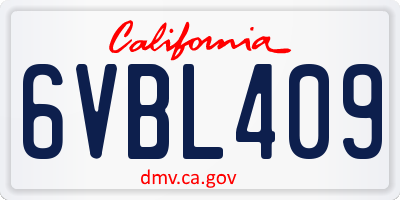 CA license plate 6VBL409