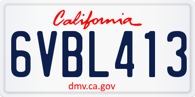 CA license plate 6VBL413