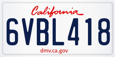 CA license plate 6VBL418