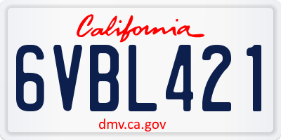 CA license plate 6VBL421