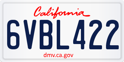 CA license plate 6VBL422