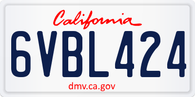 CA license plate 6VBL424