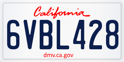 CA license plate 6VBL428