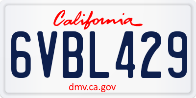 CA license plate 6VBL429