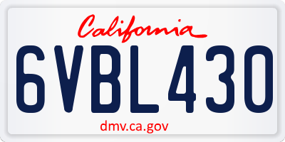 CA license plate 6VBL430