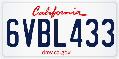 CA license plate 6VBL433
