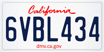 CA license plate 6VBL434