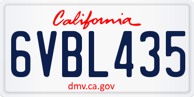 CA license plate 6VBL435