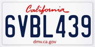 CA license plate 6VBL439