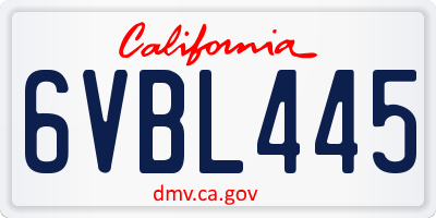 CA license plate 6VBL445