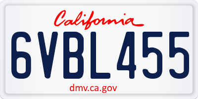CA license plate 6VBL455