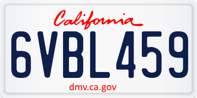 CA license plate 6VBL459