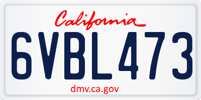 CA license plate 6VBL473