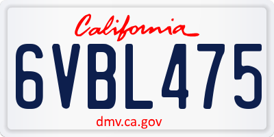 CA license plate 6VBL475
