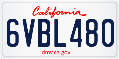 CA license plate 6VBL480